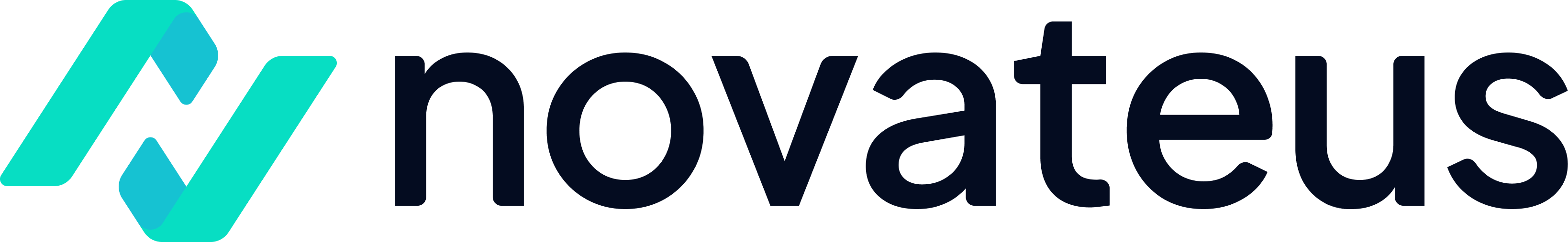 Noveteaus logo with the company name in dark blue and an abstract N in bright blue