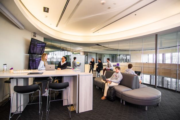 students use work stations in the Ideation Lab.