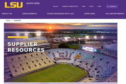 Screenshot of Supplier Website