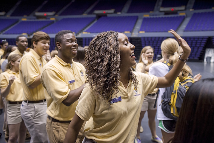 student cheering at stripes event