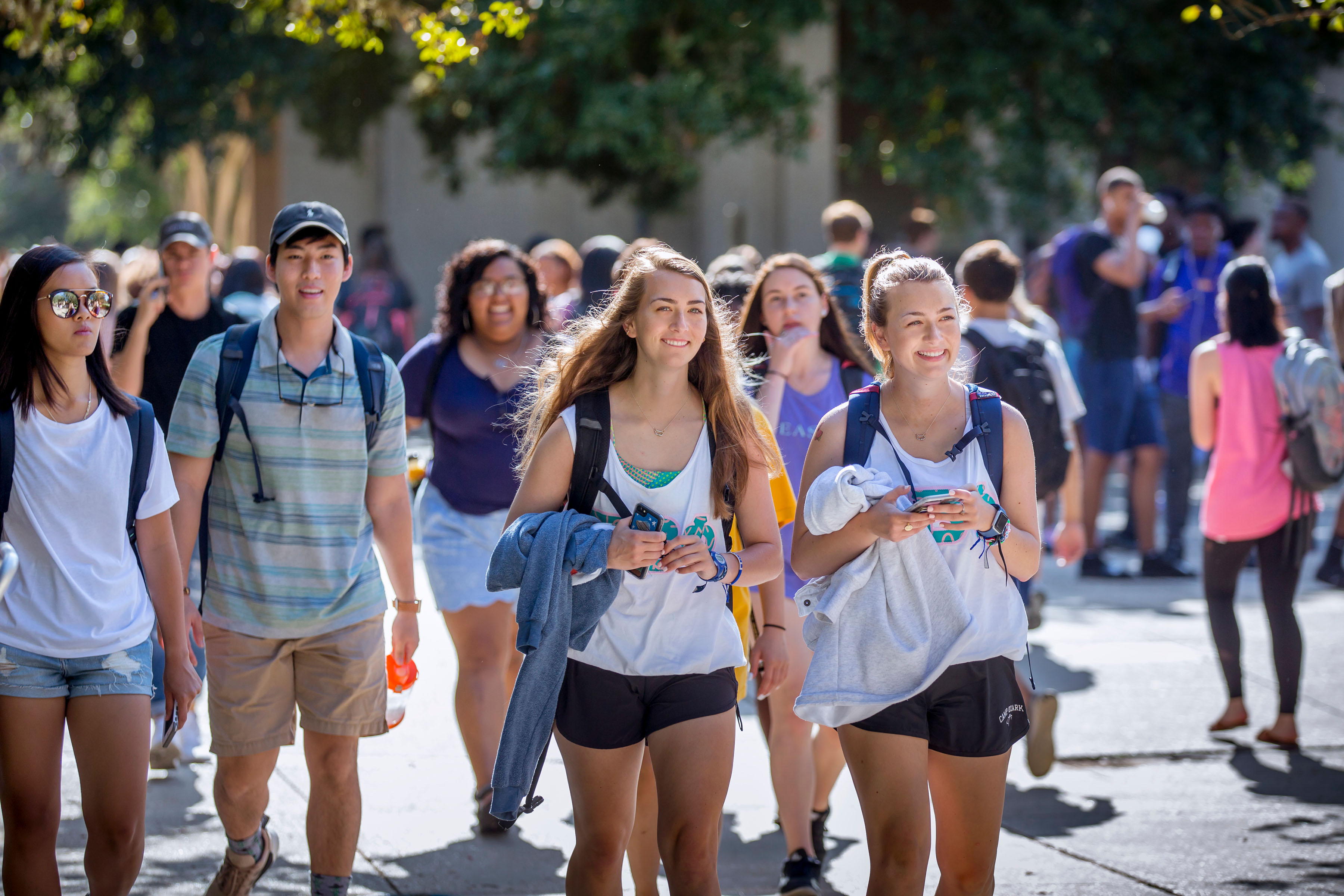 students on first day of fall semester