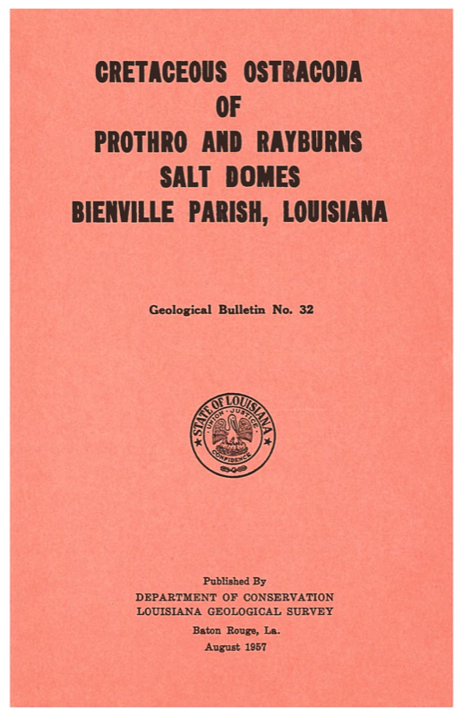 Cretaceous Ostracoda of Prothro and Rayburns Salt Domes, Bienville Parish, Louisiana